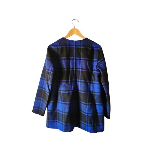 Talbots blue black buffalo plaid fleece reversible jacket blazer sz medium - Picture 4 of 7
